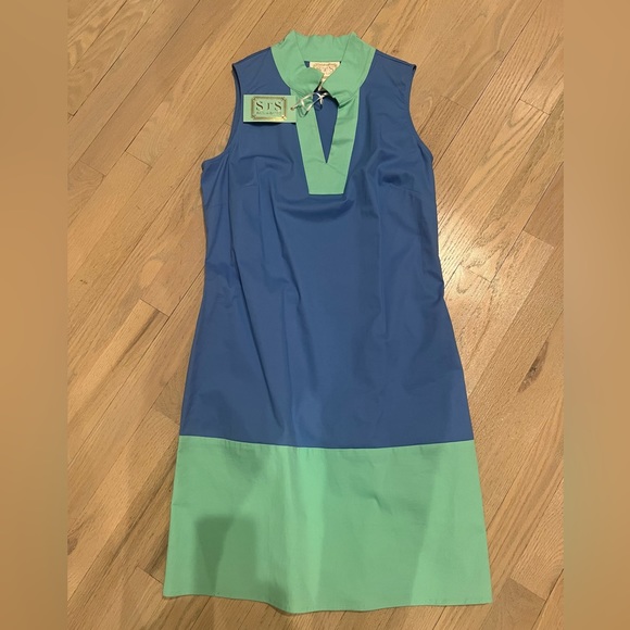 NWT STS Sail to Sable Dress Navy Blue Teal Sleeveless Colorblock Stretch Size XS - Picture 7 of 12